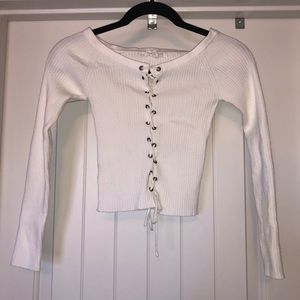 Off the shoulder crop sweater